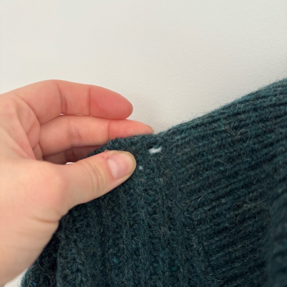 Vintage L.L.Bean Wool Alpaca Sweater Made in USA Chunky Knit Forest Green Mens L - Picture 15 of 16